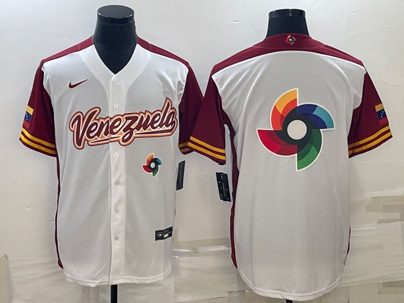 Men 2023 World Cub Venezuela Blank White Nike MLB Jersey2